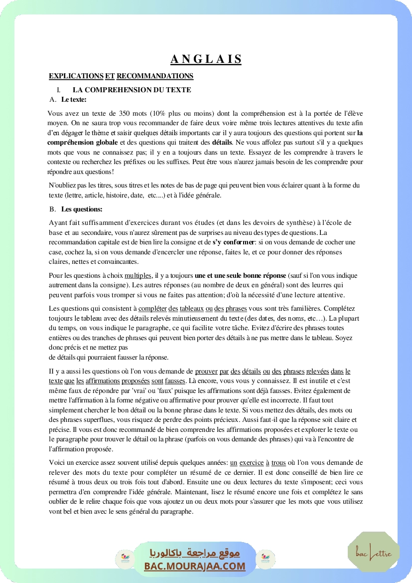 Corrigé principale anglais Bac 2013 – Section lettre